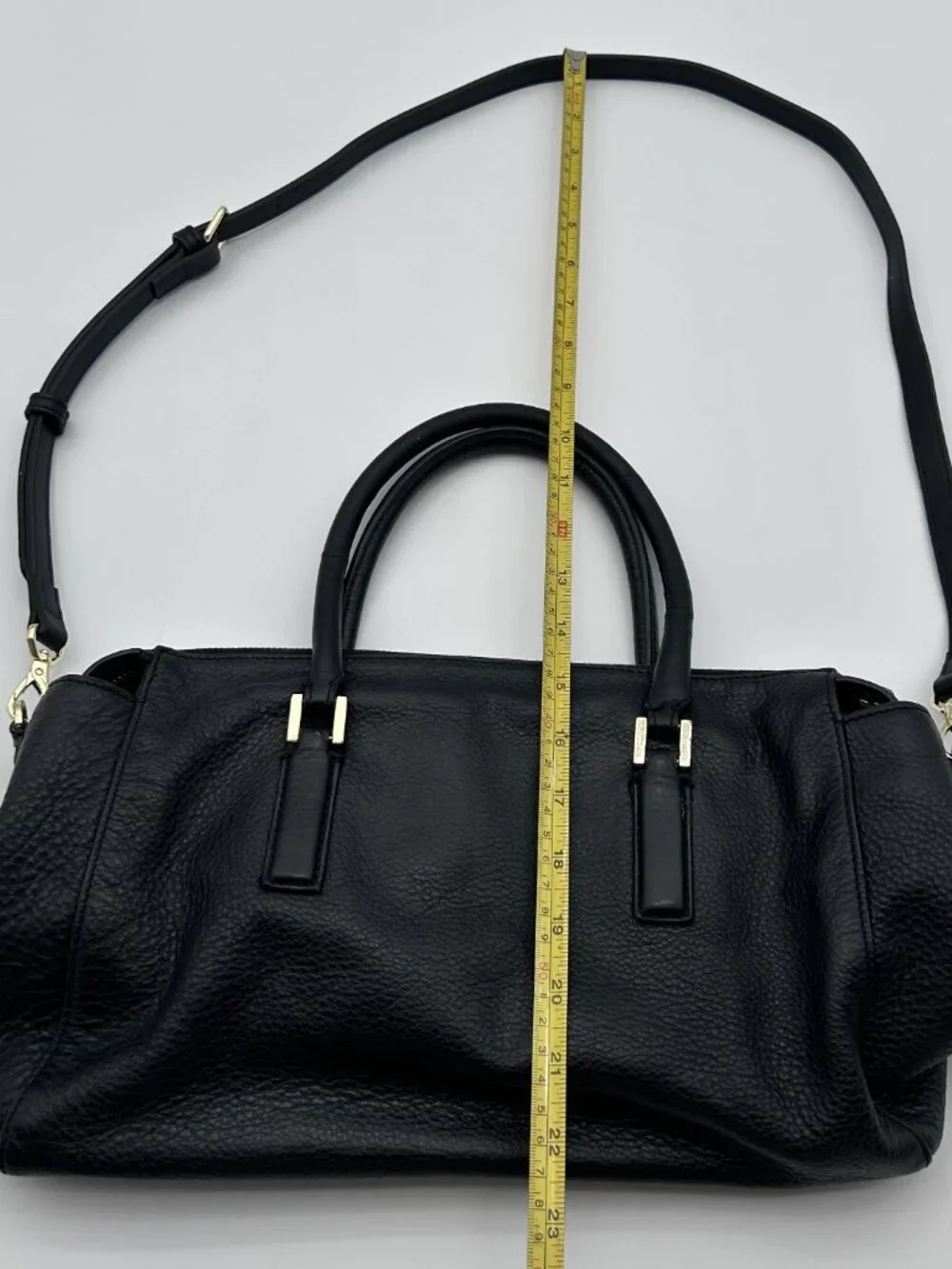 Tory Burch Black Pebbled Leather Satchel Crossbody Bag Gold Hardware